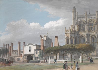 Capilla de San Jorge, Windsor, y la entrada al claustro de los cantores de Paul Sandby